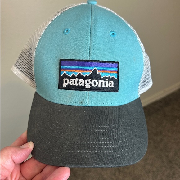 Patagonia Logo Trucker Hat Blue Mesh Snapback Cap One Size Adjustable Outdoor - Picture 1 of 6